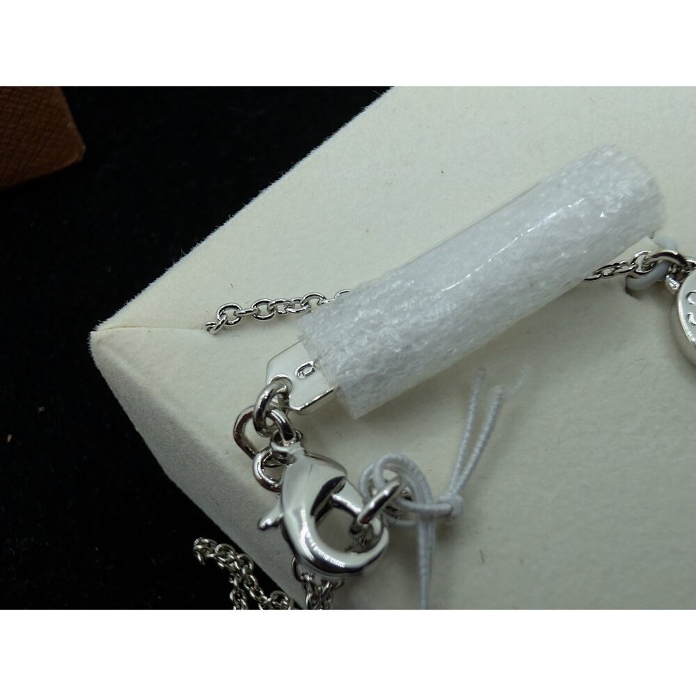 COACH Signature Circle Logo rhinestone Silver Necklace Open Damaged Box - Picture 6 of 12